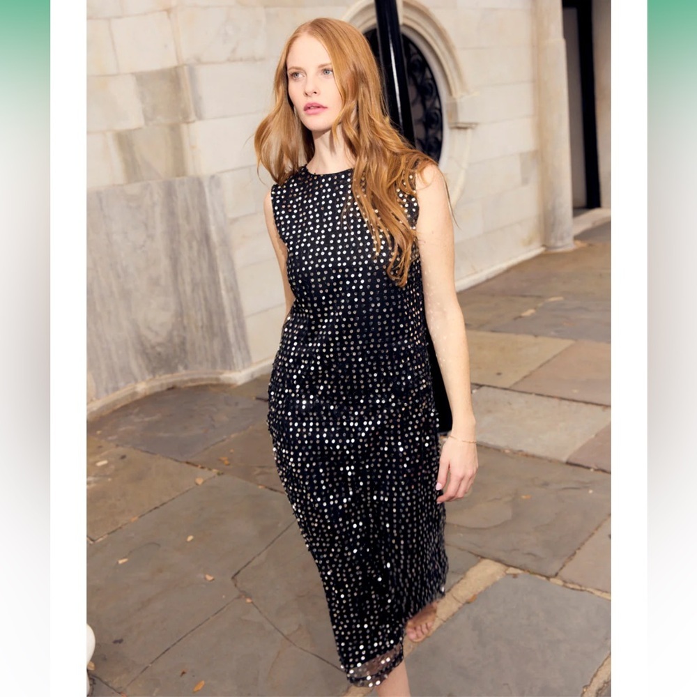 NWT Olivia by Livro Sequin Waller Midi Sheath Dress Black Size XS - Picture 5 of 13